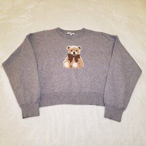 Orange Kiss Gray Teddy Bear Sweater Size L Womens